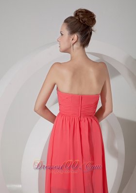 Watermelon Red High-low Prom Dress Evening Gown
