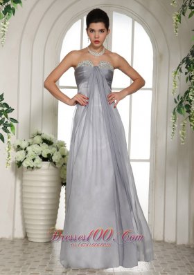 Custom Made Gray Beaded Ruch Prom Celebrity Dress