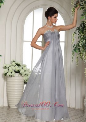 Custom Made Gray Beaded Ruch Prom Celebrity Dress