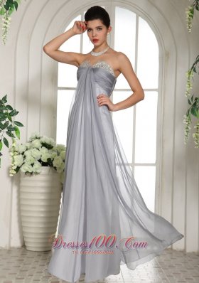 Custom Made Gray Beaded Ruch Prom Celebrity Dress