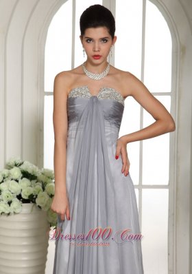 Custom Made Gray Beaded Ruch Prom Celebrity Dress