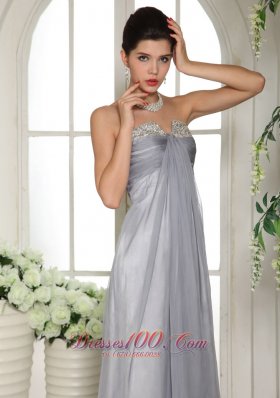 Custom Made Gray Beaded Ruch Prom Celebrity Dress