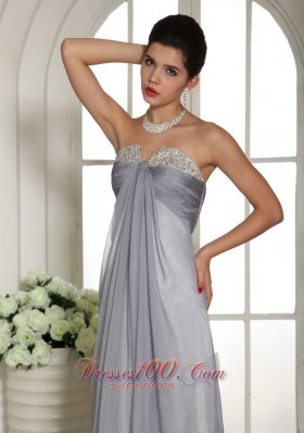 Custom Made Gray Beaded Ruch Prom Celebrity Dress