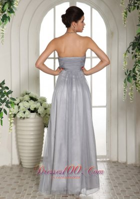 Custom Made Gray Beaded Ruch Prom Celebrity Dress