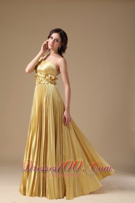 Evening Dress Empire Elastic Satin Hand Made Flowers Pleat