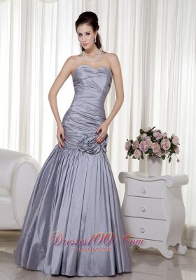 Grey A-line Sweetheart Floor-length Taffeta Prom Dress