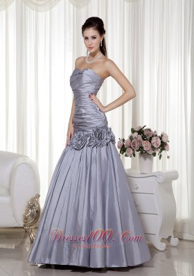 Grey A-line Sweetheart Floor-length Taffeta Prom Dress