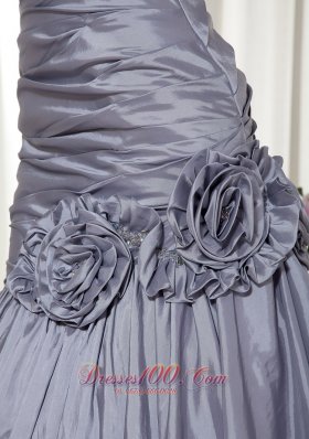 Grey A-line Sweetheart Floor-length Taffeta Prom Dress