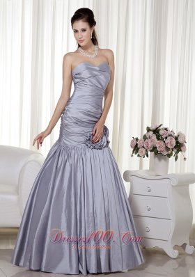 Grey A-line Sweetheart Floor-length Taffeta Prom Dress