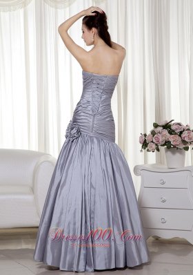 Grey A-line Sweetheart Floor-length Taffeta Prom Dress