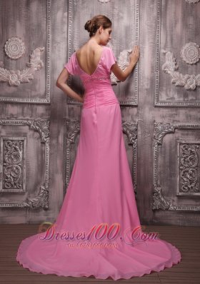 Pink Empire Chiffon Beading Prom / Evening Dress