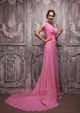 Pink Empire Chiffon Beading Prom / Evening Dress