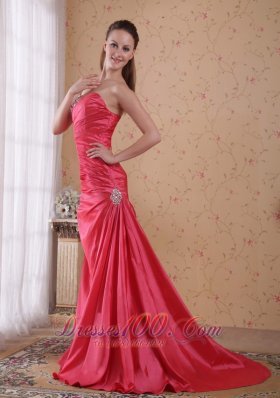 Red A-line Sweetheart Beading Prom Celebrity Dress