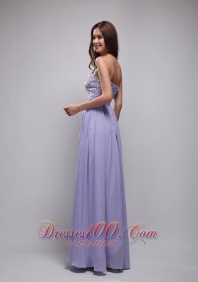 Lilac Empire Strapless Chiffon Beading Prom Dress