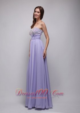 Lilac Empire Strapless Chiffon Beading Prom Dress