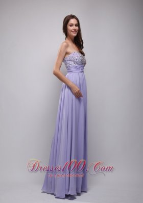 Lilac Empire Strapless Chiffon Beading Prom Dress