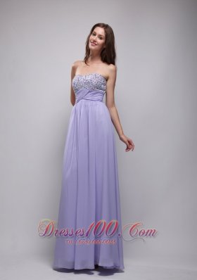 Lilac Empire Strapless Chiffon Beading Prom Dress