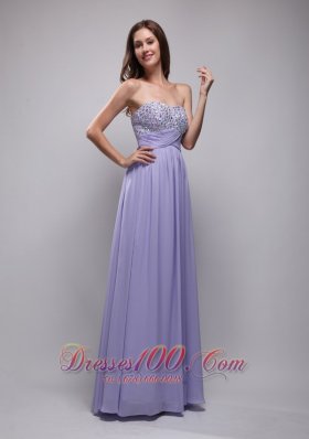 Lilac Empire Strapless Chiffon Beading Prom Dress