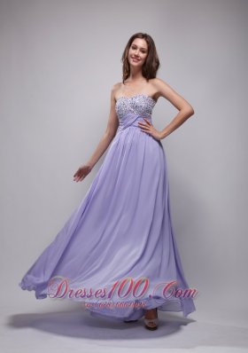 Lilac Empire Strapless Chiffon Beading Prom Dress