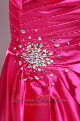 Pink Beading Ruch Evening Dress Column Sweetheart