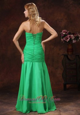 Green Mermaid Sweetheart Prom Dress Ruched Floor-length