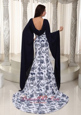 Perfect Mermaid Square Printing Beading Prom Dress