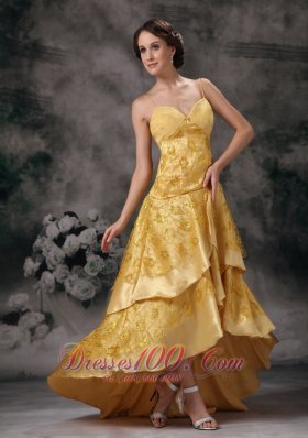 Gold Empire Sweetheart Taffeta Prom Evening Dress