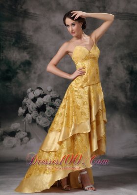 Gold Empire Sweetheart Taffeta Prom Evening Dress