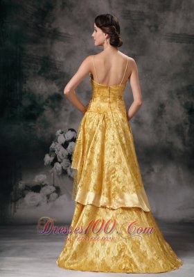 Gold Empire Sweetheart Taffeta Prom Evening Dress