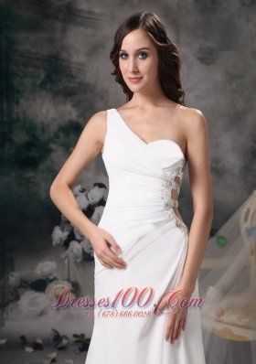 A-line Wedding Dress Chiffon Taffeta Beading Ruch