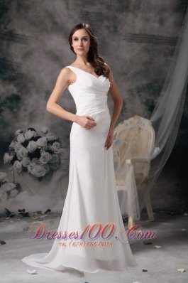 A-line Wedding Dress Chiffon Taffeta Beading Ruch