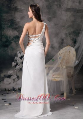 A-line Wedding Dress Chiffon Taffeta Beading Ruch