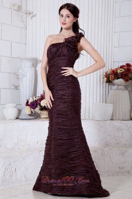 Burgundy Mermaid Prom Evening Dress Floral Brush Train