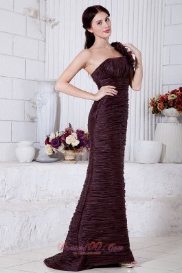 Burgundy Mermaid Prom Evening Dress Floral Brush Train