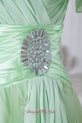 Apple Green Empire V-neck Beading Prom Evening Dress