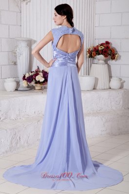 Lilac Empire V-neck Beading Prom Evening Dress Chiffon