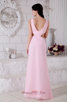 Fashion Pink Prom Dress Empire Bateau Chiffon