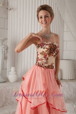 Column Strapless Organza Appliques Prom Evening Dress