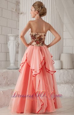 Column Strapless Organza Appliques Prom Evening Dress