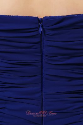 Navy Blue Mermaid Halter Prom Dress Chiffon Ruched