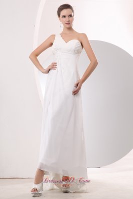 White Empire Prom Evening Dress High-low Chiffon