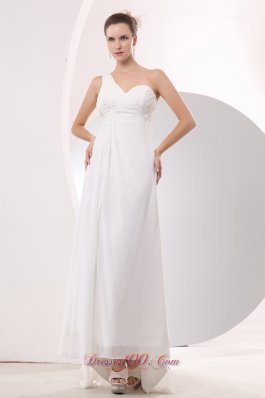 White Empire Prom Evening Dress High-low Chiffon