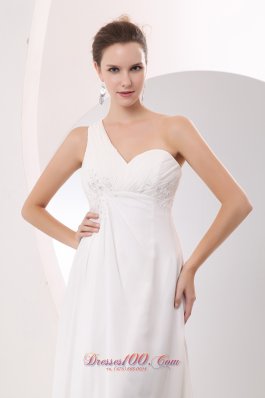 White Empire Prom Evening Dress High-low Chiffon