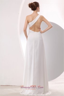 White Empire Prom Evening Dress High-low Chiffon