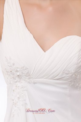 White Empire Prom Evening Dress High-low Chiffon