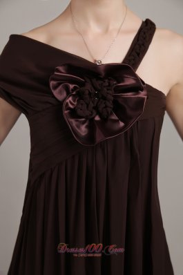 Brown Asymmetrical High-low Chiffon Beading Prom Dress