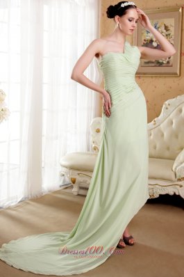 Apple Green Empire One Shoulder Chiffon Prom Dress