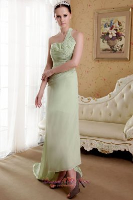 Apple Green Empire One Shoulder Chiffon Prom Dress