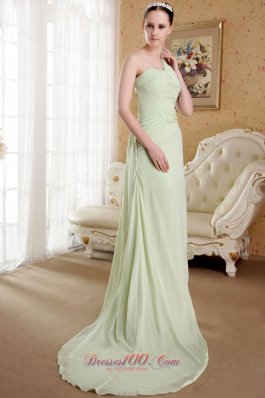 Apple Green Empire One Shoulder Chiffon Prom Dress