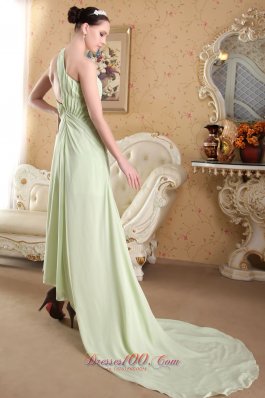 Apple Green Empire One Shoulder Chiffon Prom Dress